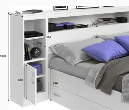 Кровать LASKA Family Виктория 160х200 белого цвета с ящиками, с изголовьем