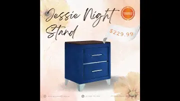 JESSIE NIGHT STAND BLUE VELVET FABRIC WITH 2 SPACIOUS DRAWERS