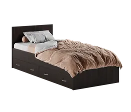 Кровать RuHome24 Виктория 90х200 венге с ящиками, Коричневый, Виктория