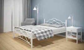 Кровать металлическая Виктория 120х200 белого цвета, 123 x 105 x 208 см
