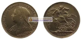 Великобритания 1 фунт (соверен) 1899 год. Королева Виктория. Золото. Код товара: 70206
